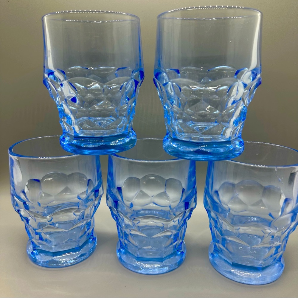 Georgian Honeycomb Ice Blue Tumblers -FIVE-EXCELLENT CONDITION-- Special Find!!!